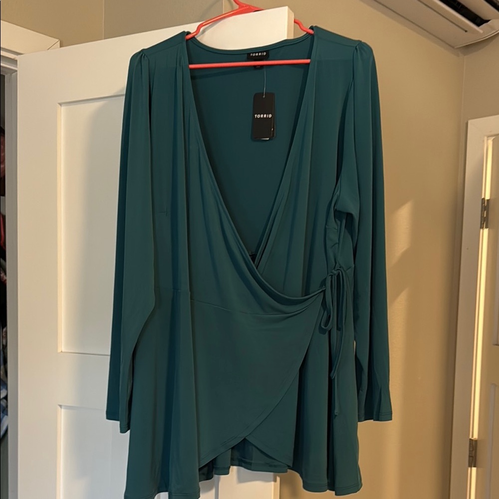 Teal Wrap Blouse